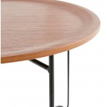 Table low industrial TONY in wood and painted metal (Walnut)