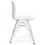 Progettazione e sedia industriale da piedini in polipropilene cromato in metallo (bianco)