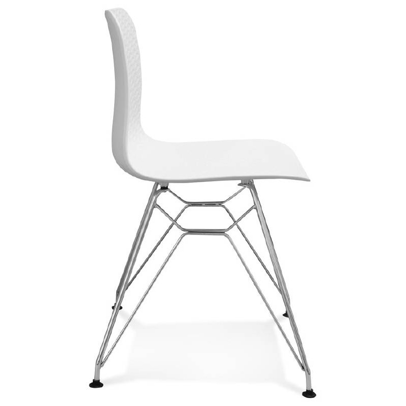 Progettazione e sedia industriale da piedini in polipropilene cromato in metallo (bianco) - image 39032