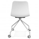 Chaise de bureau sur roulettes JANICE en polypropylène pieds métal chromé (blanc)