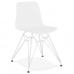 Design e sedia moderna in metallo bianco piedini in polipropilene (bianco)