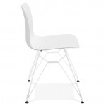 Diseño y moderna silla en metal blanco de polipropileno pies (blanco)