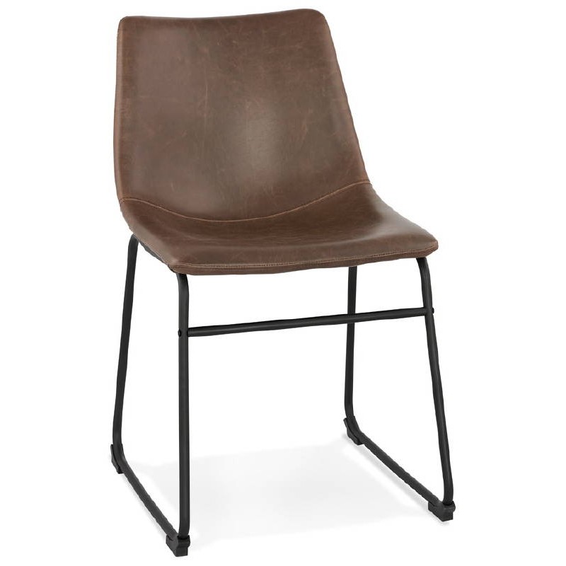Chaise vintage et industrielle JOE pieds métal noir (marron) - image 39141