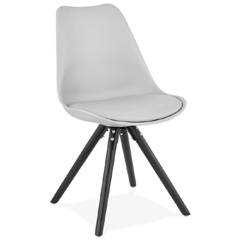 Chaise design ASHLEY pieds noirs (gris clair) - image 39235