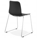 Chaise moderne empilable ALIX pieds métal chromé (noir)