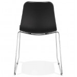 Chaise moderne empilable ALIX pieds métal chromé (noir)
