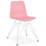 Design und moderner Stuhl aus Polypropylen Füße Weißmetall (rosa)