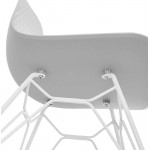 Design e sedia moderna in metallo di piedini in polipropilene bianco (grigio chiaro)