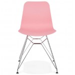 Design und industrielle Stuhl aus Polypropylen Füße Chrom Metall (rosa)
