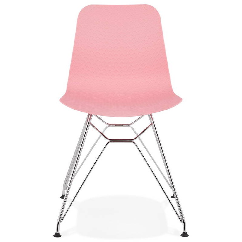 Diseño e industrial silla en polipropileno patas de metal cromado (rosa) - image 39306