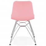 Design and industrial Chair in polypropylene feet chrome metal (Pink)