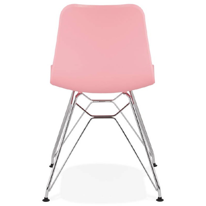 Design and industrial Chair in polypropylene feet chrome metal (Pink) - image 39309
