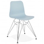 Progettazione e industriale sedia in polipropilene (azzurro cielo) cromato gambe in metallo
