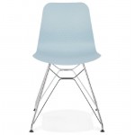Design and industrial chair from polypropylene (sky blue) chrome metal legs