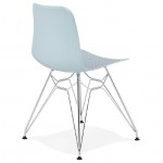 Design and industrial chair from polypropylene (sky blue) chrome metal legs
