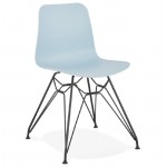 Chaise design et industrielle VENUS pieds métal noir (bleu ciel)