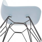 Chaise design et industrielle VENUS pieds métal noir (bleu ciel)