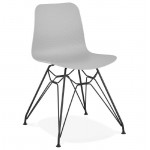 Chaise design et industrielle VENUS pieds métal noir (gris clair)