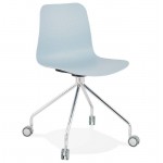 Office Chair on wheels JANICE polypropylene feet chrome metal (blue sky)