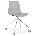 Office Chair on wheels JANICE polypropylene feet chrome metal (light gray)