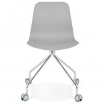 Chaise de bureau sur roulettes JANICE en polypropylène pieds métal chromé (gris clair)