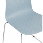 Chaise moderne empilable ALIX pieds métal chromé (bleu ciel)