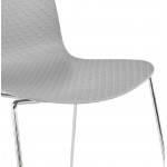 Chaise moderne empilable ALIX pieds métal chromé (gris clair)