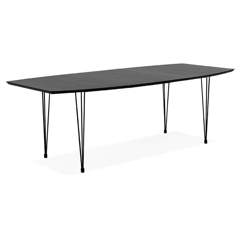 Mesa de comedor de diseño con extensiones LOANA en madera y metal (100 x 170-270 x 73 cm) (negro) - image 39632