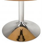 Mesa redonda de comedor de diseño u Oficina de MAUD en MDF y metal cromado (Ø 90 cm) (natural roble, cromo)