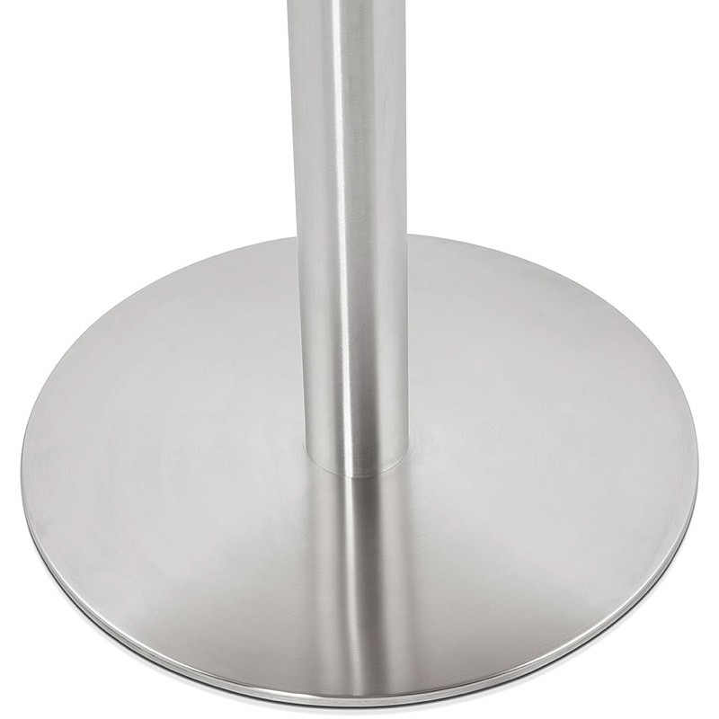 Table à manger ronde design ou bureau COLINE en MDF et métal brossé (Ø 90 cm) (noir, acier brossé) - image 39784
