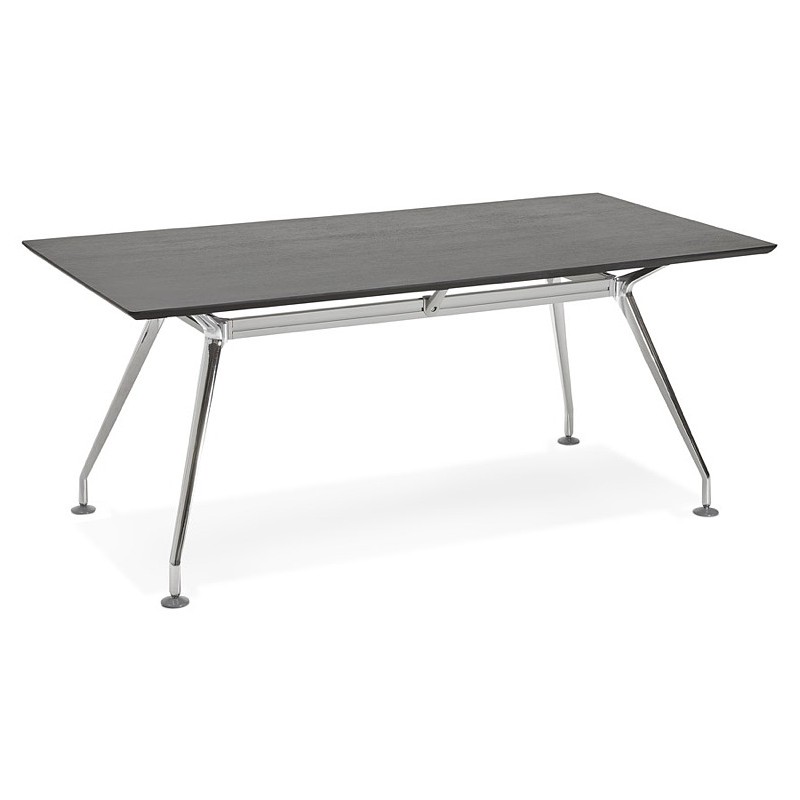 Bureau table de réunion moderne (90x180 cm) LAMA en bois plaqué frêne (noir) - image 40108