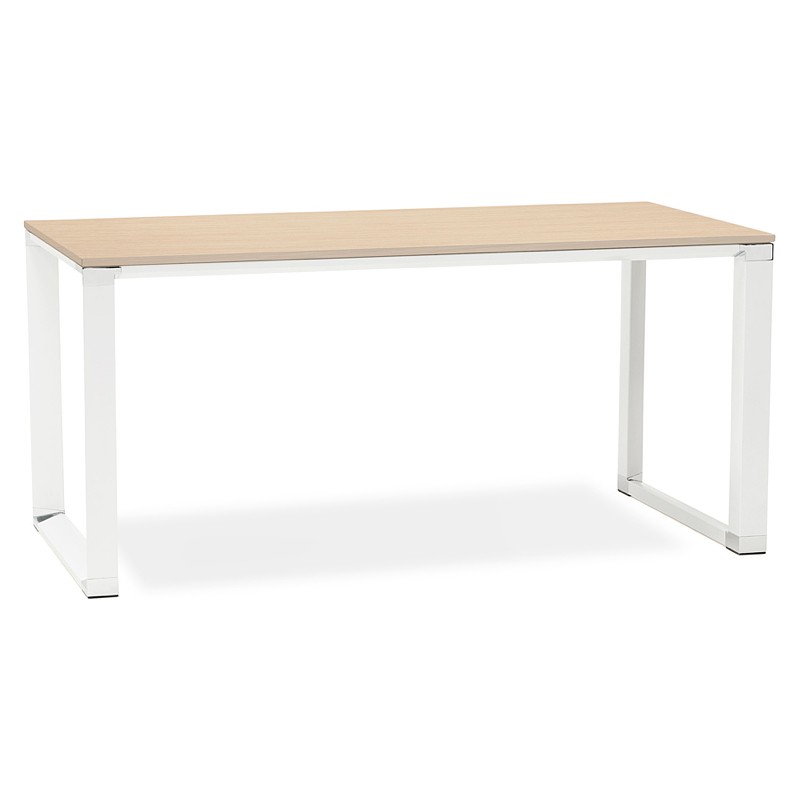 Table de bureau en mélamine coloris blanc - Longueur 160 x