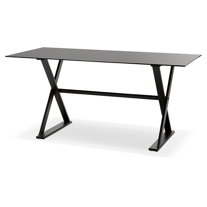 Table à manger design ou bureau (160x80 cm) WENDY en verre (noir) - image 40282