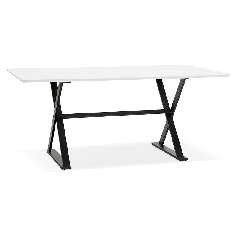 Table à manger design ou bureau (180x90 cm) FOSTINE en bois (blanc mat) - image 40306