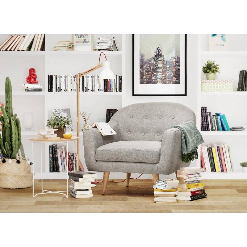 LUCIA padded Scandinavian armchair in fabric (grey) - image 40445