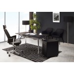 Bureau table de réunion moderne (80x160 cm) AMELIE en verre (noir)