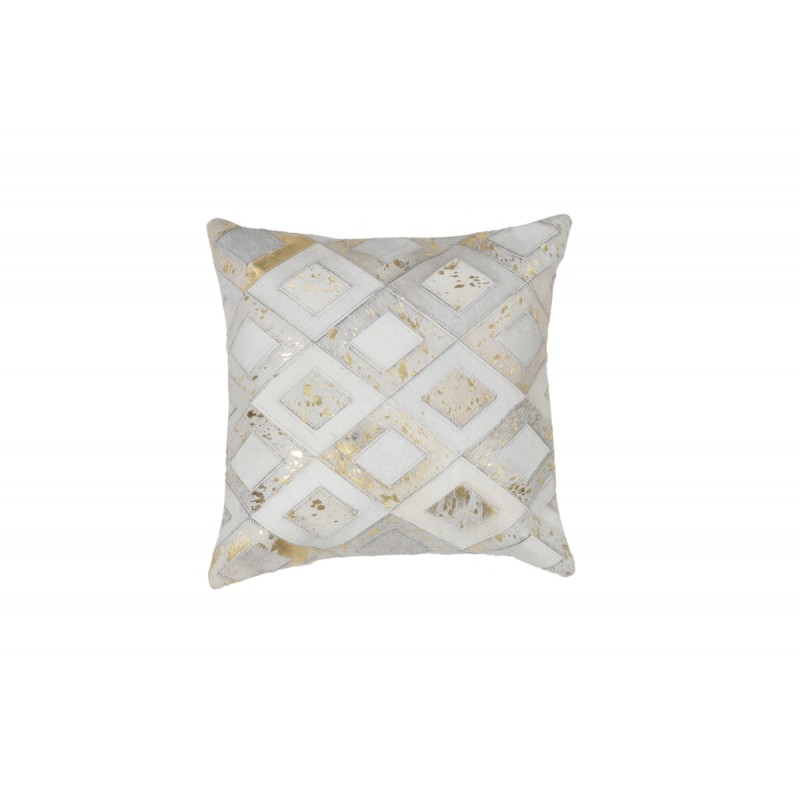 100% leather BOSTON square cushion handmade (Golden ivory) - image 41525
