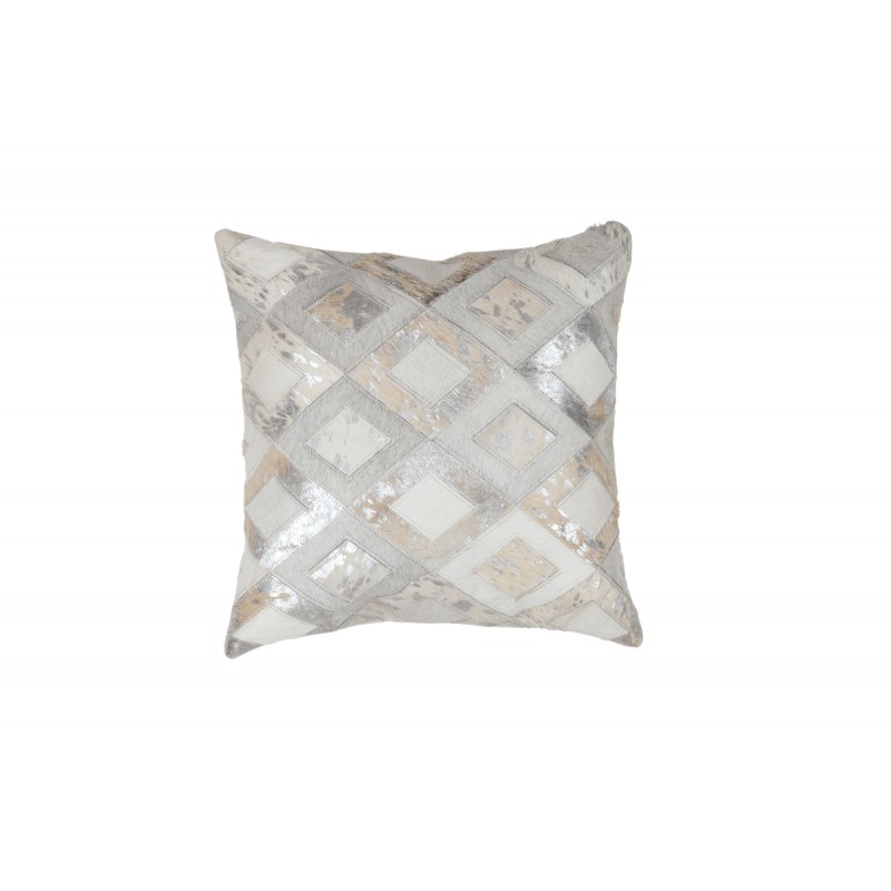 100% pelle BOSTON quadrato cuscino handmade (argento) - image 41531