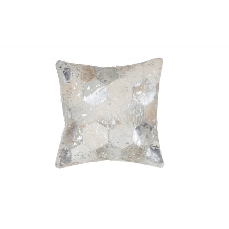 100% pelle DETROIT quadrato cuscino handmade (argento) - image 41549
