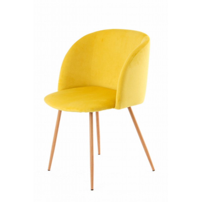 Set of 2 chairs in Velvet Scandinavian LISY (yellow) - image 42042