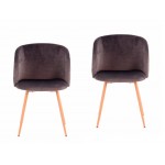 Set of 2 chairs in Velvet Scandinavian LISY (gray)
