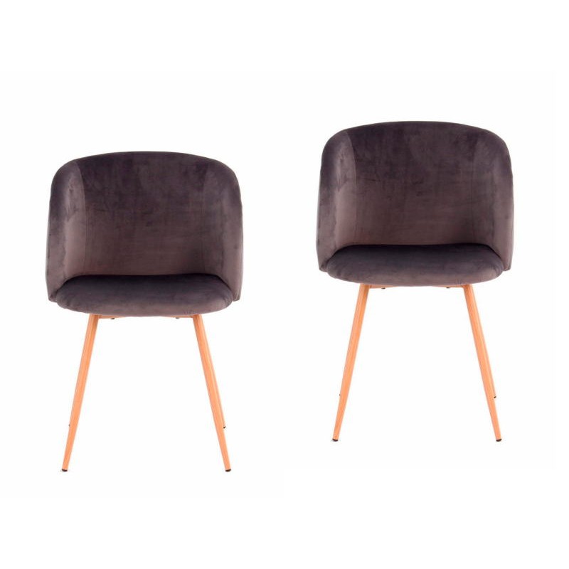 Set of 2 chairs in Velvet Scandinavian LISY (gray) - image 42046