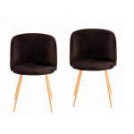 Lot de 2 chaises en velours scandinave LISY (Noir)