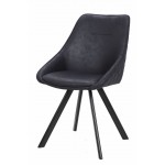 Set of 2 chairs in fabric Scandinavian LAURINE (black)