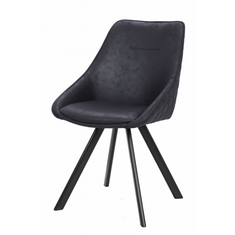 Set 2 Stühle aus Stoff skandinavischen LAURINE (schwarz) - image 42162