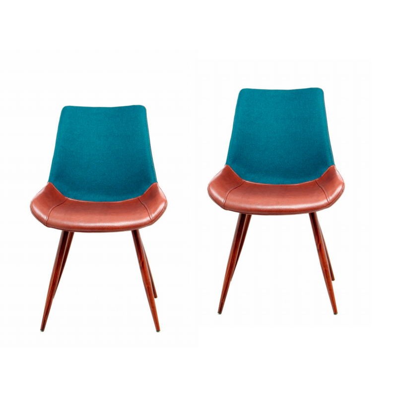 Juego de 2 sillas vintage NELLY (azul y marrón) - image 42194