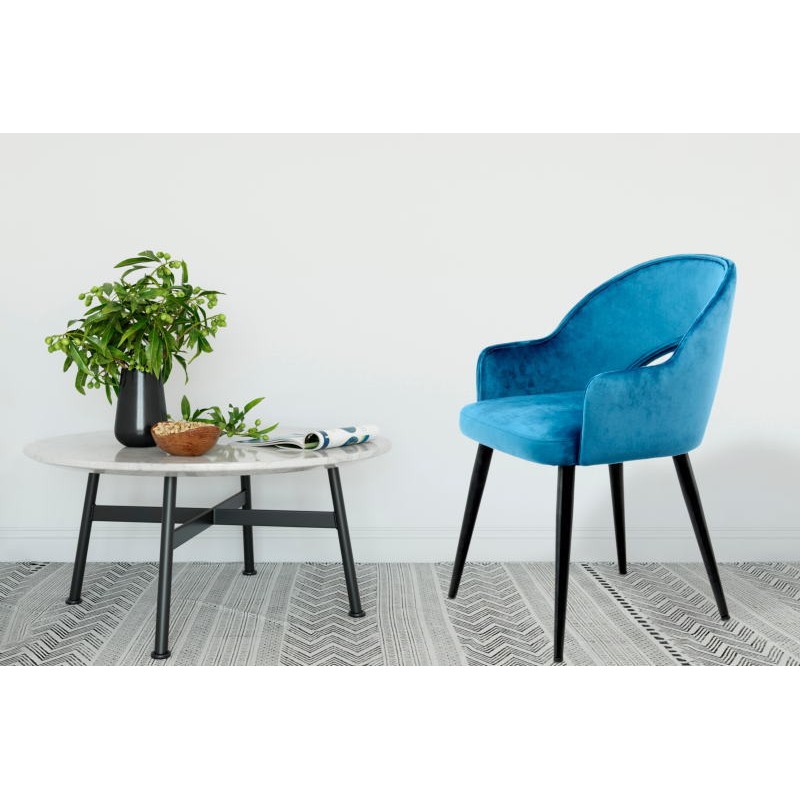 Set of 2 chairs in fabric with armrests t. (blue) - image 42226