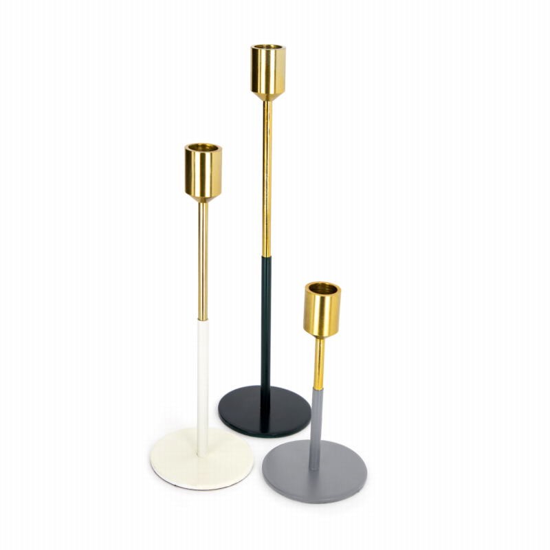 Set of 3 candle holders PARTY (gold, white, black, grey) - image 42279