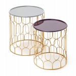 Set of 2 side Tables, the end of the couch MIRMA metal (gray, purple)