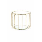 End table, end table APOLLINE in metal, mirror and glass (gold)